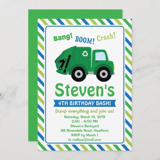 Vuilniswagen Kaart (Voorkant / Achterkant)