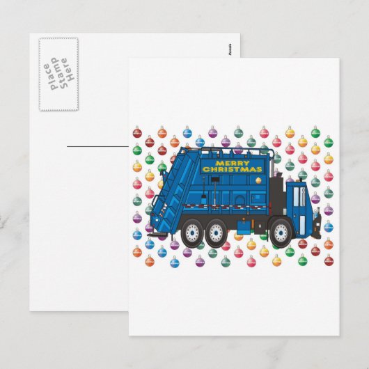 Vuilniswagen Kerst Feestdagenkaart (Voorkant / Achterkant)