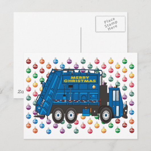 Vuilniswagen Kerst Feestdagenkaart (Voorkant / Achterkant)
