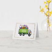 Vuilniswagen Kerstkaart Kaart (Gele Bloem)