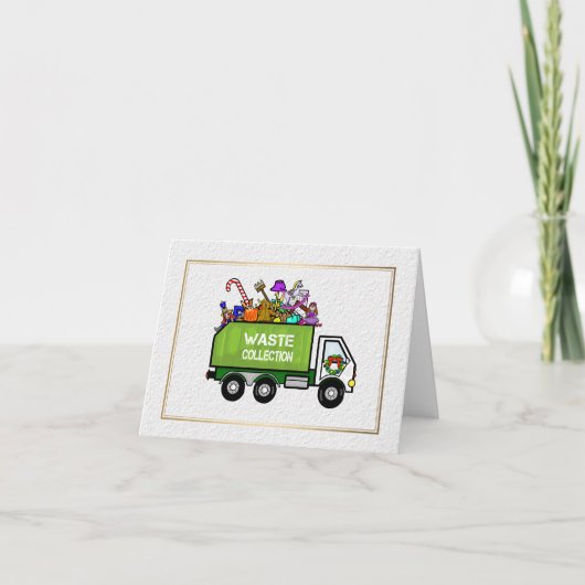 Vuilniswagen Kerstkaart Kaart (Voorkant)