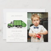 Vuilniswagen Kinder elke zondag foto Uitnodiging (Voorkant)