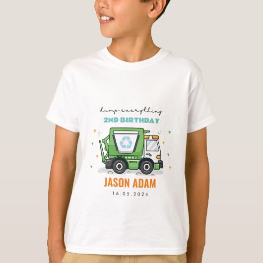 Vuilniswagen Kinder Tshirts Verjaardagsfeest (Voorkant)