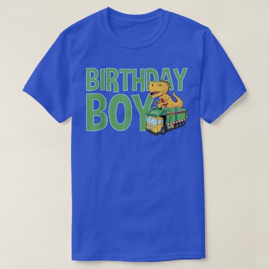 Vuilniswagen met Dinosaur - Birthday Boy T-shirt (Design voorkant)