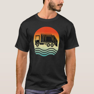 Vuilniswagen Recycling Afval Retro Zonsondergang O T-shirt