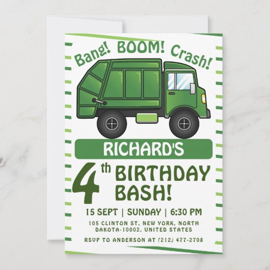 Vuilniswagen thema Kinder prullenbak feestdag verj Kaart (Voorkant)