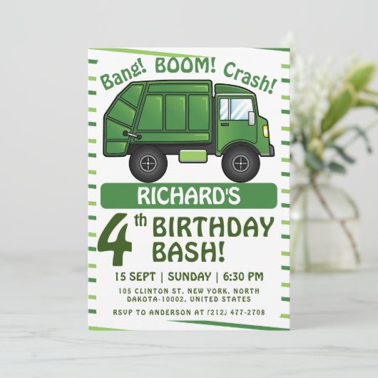 Vuilniswagen thema Kinder prullenbak feestdag verj Kaart (Staand voorkant)