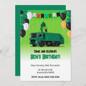 Vuilniswagen Uitnodiging voor de verjaardag van ki (Voorkant / Achterkant)