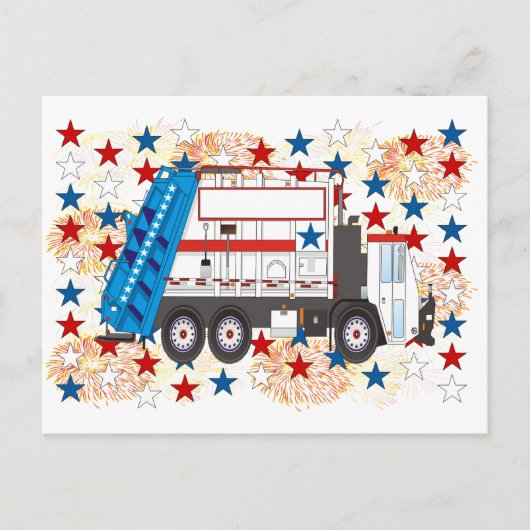 Vuilniswagen van 4 juli briefkaart (Voorkant)