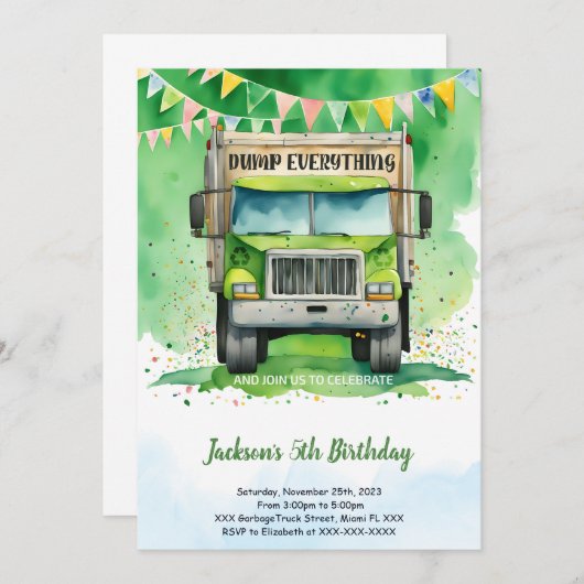 Vuilniswagen Verjaardag Kaart (Voorkant / Achterkant)