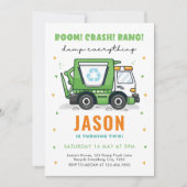 Vuilniswagen Verjaardag Uitnodiging Vuilnisfeest (Voorkant)