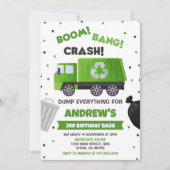 Vuilniswagen Verjaardag Uitnodiging Vuilnisfeest (Voorkant)