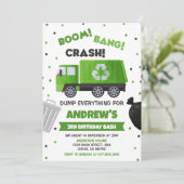 Vuilniswagen Verjaardag Uitnodiging Vuilnisfeest (Staand voorkant)