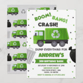 Vuilniswagen Verjaardag Uitnodiging Vuilnisfeest (Voorkant / Achterkant)