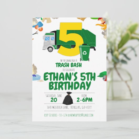 Vuilniswagen Verjaardag, Vuilniswagen 5e Verjaarda Kaart (Staand voorkant)