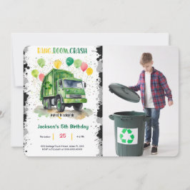 Vuilniswagen Verjaardagsfeestfoto Kaart