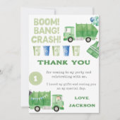 Vuilniswagen verjaardagsfeestje bedankt kaart (Voorkant)