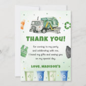 Vuilniswagen verjaardagsfeestje bedankt kaart (Voorkant)