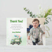 Vuilniswagen verjaardagsfeestje bedankt kaart (Staand voorkant)