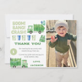 Vuilniswagen verjaardagsfeestje bedankt kaart (Voorkant)