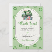 Vuilniswagen verjaardagsfeestje bedankt kaart (Voorkant)