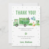 Vuilniswagen verjaardagsfeestje bedankt kaart (Voorkant)