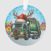 Vuilniswagen voor afvalbeheer ornament (voorkant)