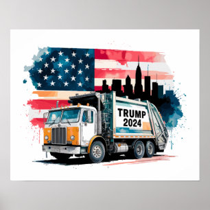 Vuilniswagen voor Trump Poster