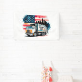 Vuilniswagen Voor Trump Spandoek (Insitu)