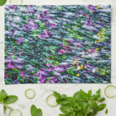 Vuilsnoeren en lila bloemen theedoek (Gevouwen)