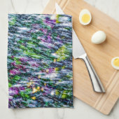 Vuilsnoeren en lila bloemen theedoek (Quarter Fold)