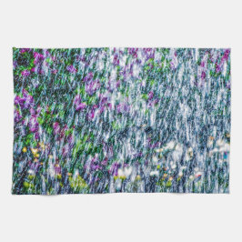 Vuilsnoeren en lila bloemen theedoek