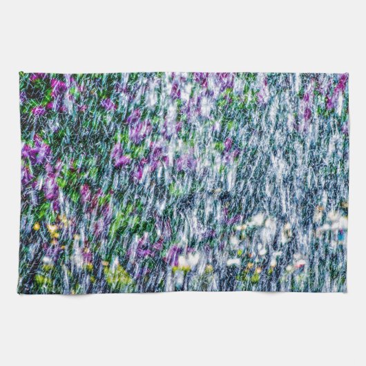 Vuilsnoeren en lila bloemen theedoek (Horizontaal)