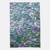 Vuilsnoeren en lila bloemen theedoek (Verticaal)