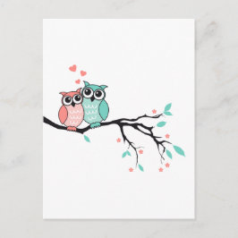 Vuilstiften in liefde op boomtak briefkaart