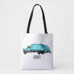 Vuilwagen cartoon illustratie tote bag