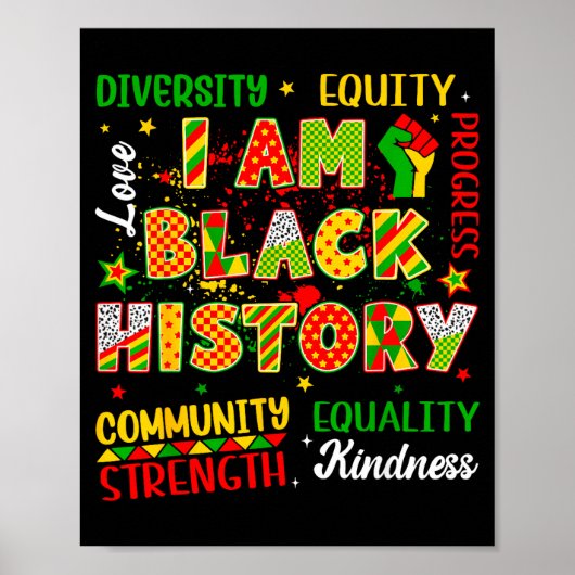 Vuist Black Power Zwarte Geschiedenis Maand Afrika Poster (Voorkant)