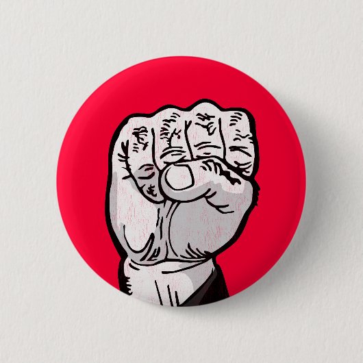 vuist in de lucht ronde button 5,7 cm (Voorkant)