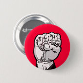 vuist in de lucht ronde button 5,7 cm (Voorkant /achterkant)