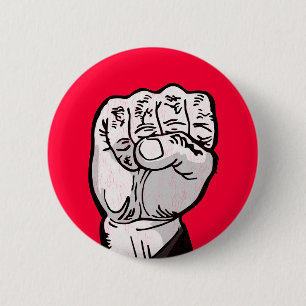 vuist in de lucht ronde button 5,7 cm
