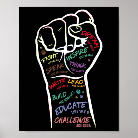 Vuisthand zwart leeft probleem zwarte geschiedenis poster (Voorkant)