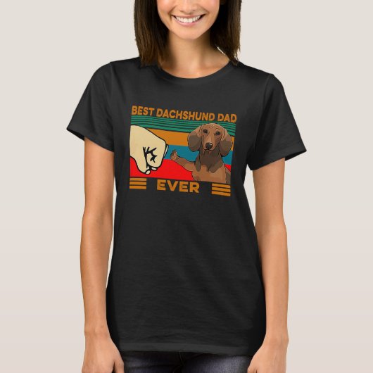 Vuistslag beste teckel papa ooit t-shirt (Voorkant)