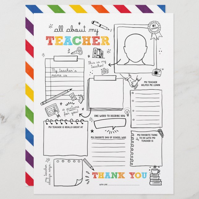 Vul alles in over mijn leraar aan het einde van de (Voorkant / Achterkant)