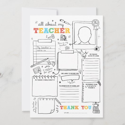 Vul alles in over mijn leraar aan het einde van de kaart (Voorkant)