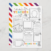 Vul alles in over mijn leraar aan het einde van de kaart (Voorkant / Achterkant)