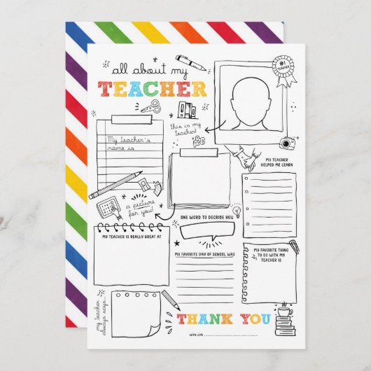 Vul alles in over mijn leraar aan het einde van de kaart (Voorkant / Achterkant)