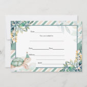 Vul blanco schildpad uitnodiging goud en groen (Voorkant)