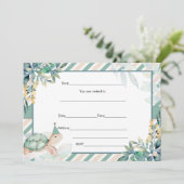 Vul blanco schildpad uitnodiging goud en groen (Staand voorkant)