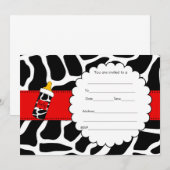 Vul blanco uitnodiging koeienhuid baby shower rood (Voorkant / Achterkant)