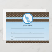 Vul blanco uitnodiging olifant blauw bruin (Voorkant / Achterkant)